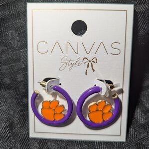 Canvas Style Clemson Tigers Hoop Earrings.